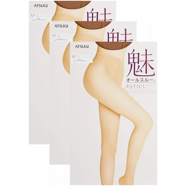 아츠키스타킹 [아 쯔기] 스타킹 ASTIGU (아스티구) 【매력】 맨살 느낌 올 스루 <3 켤레 세트> 여성 코빠
