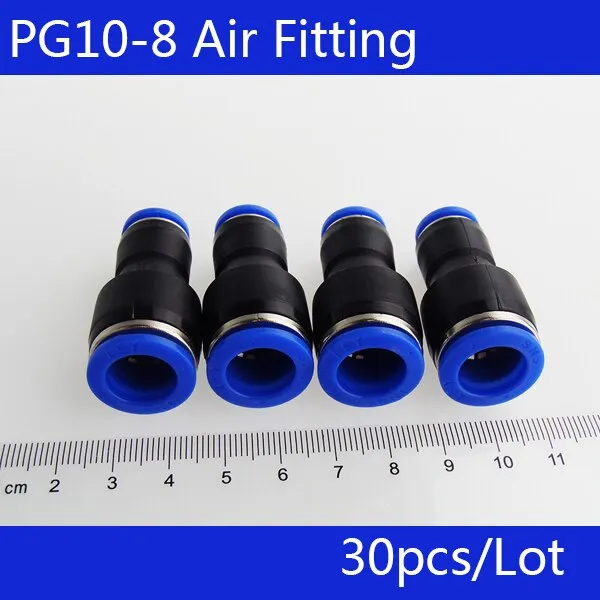 30pcs 불균등 직경 공기 튜브 피팅 스트레이트 유니온 PG10-8 공압 피팅 커넥터의 원터치 푸시
