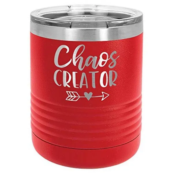 CHAOS CREATOR RED 10 음료 텀블러 뚜껑 포함 설인 로우 볼 스타일 스테인레스 스틸 여행용 머그잔 재미 따옴표 새겨진 커피 컵 OnlyGifts.com, 푸른