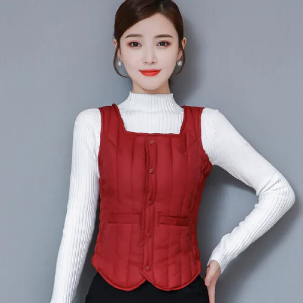 천강 브랜드 여장 공식 같은 2019 중 노년 여사 패딩 자열 베스트 짧은 가을 겨울 모직 한(5)