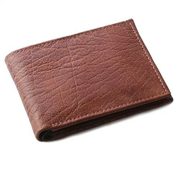 코냑과 블랙의 OHM 가죽 New York Bill Fold Wallet OHM Leather New York B