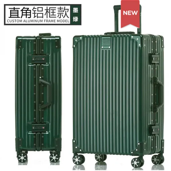 정부기함자영점 복고직각알루미늄상자 26여행가방 만향선 24학생가방 비밀번호 탑승 남녀 20인치 직각알루미늄상자-검록색 20인치 독일공예