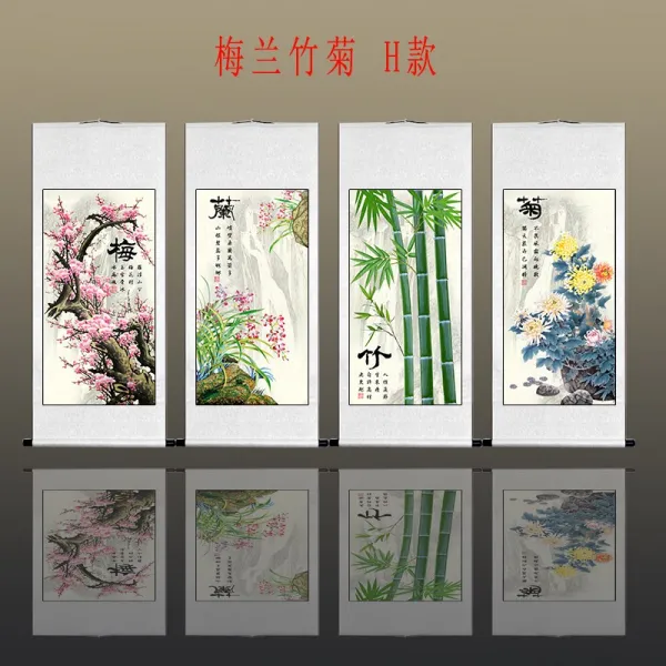 거실 인테리어 그림 국화 대나무 멜란지 벽 신 중국식 사람 서화 소파 기함 장식 응접실이 있다 식당 서재 4145665208, 사람 H그런대로 괜찮다 한세트 3분