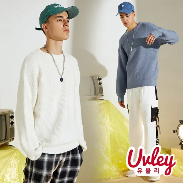 유블리 남성 라운드 소프트 니트 6color 데일리 루즈핏 가을 겨울 스웨터 남녀공용 커플룩 시밀러룩 남친룩(UV216075WD)