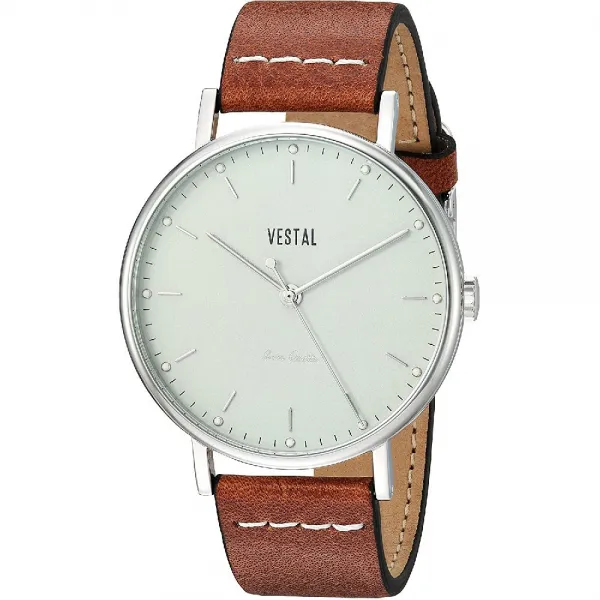 Vestal 이탈리아 스트랩 브라운 베 스탈 고도화 가죽 스테인레스 스틸 스위스 쿼츠 시계 20 모델 : Sp42