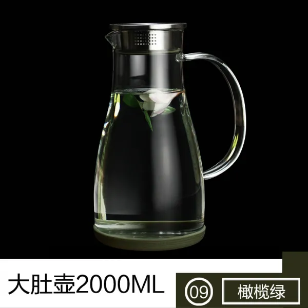 MENGJICHAJU 가정용 깨끗한 냉장고 유리물병 34127930, 09타입 빅단지 2올라 올리브그린