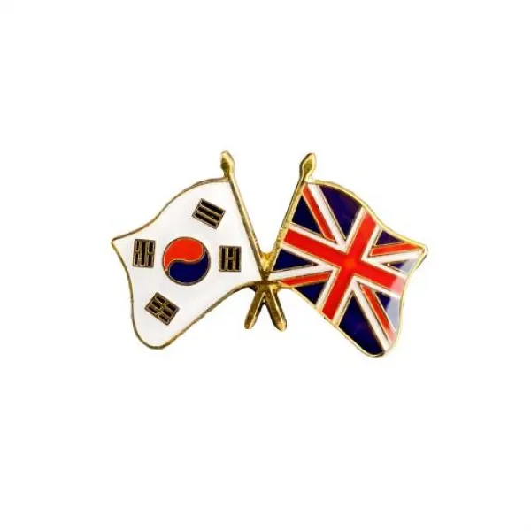 아트박스/로고마크 세계각국의 휘날리는 국기교차뺏지(한국-영국)