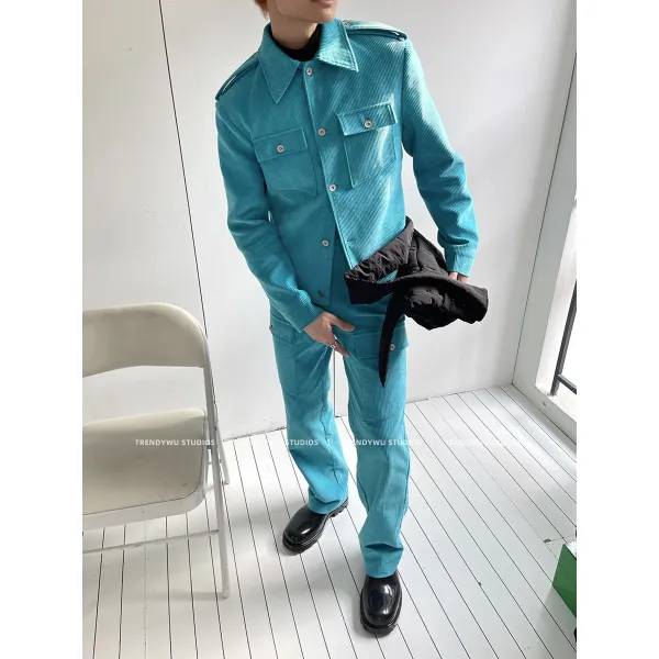 코듀로이코트 TRENDYWU 손수 모던 쇼 타입 공작 블루 돈을 거두다 펜 꼿꼿함 링클프리 매니쉬 3845580570