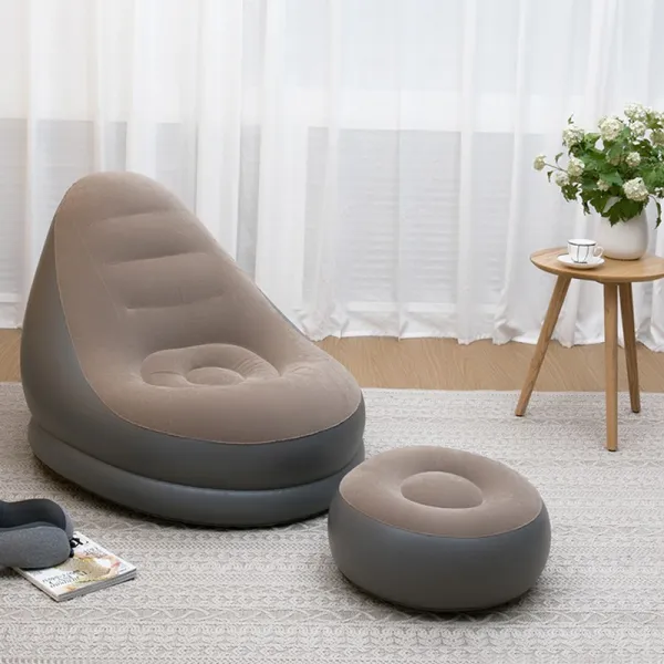 캠핑의자 빈백쇼파 다다미 침실 여성소형 귀여운 싱글 에어쇼파 베란다 캐주얼 기대어눕기 의자소파 의자 T05 매력 갈색 풍선 쇼파+원의자 증가 전기 동력펌프