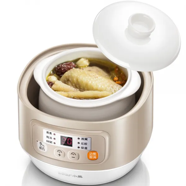 xinquan아기곰밥솥 아기부먹기bb찌개제비집 전기찜 물방아 찜집 도자기 전기찜, 화이트