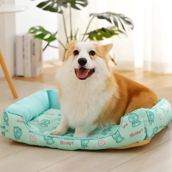 보금자리 고양이 쿨시트 청량 배기 더위를식히다 발열 온도 내리기 애니메이션 캣매트 애완동물 펫, 그린 다이노스