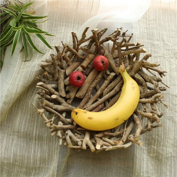 자연적인 분위기를 만들어 줄 수제 단단한 나무 접시, 소형지름25CM