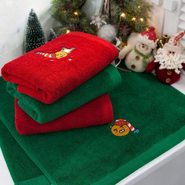 2020 크리스마스 카카오프렌즈 타올 낱장 박스 별도 라이언 그린 