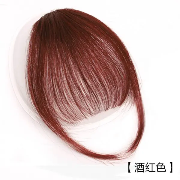 가짜 앞머리 진인 머리카락 1매형 여성 공기 댕기 절개 머리 커튼 히든 자국 없음, 1, 다이어스트 헤어밴드 와인색