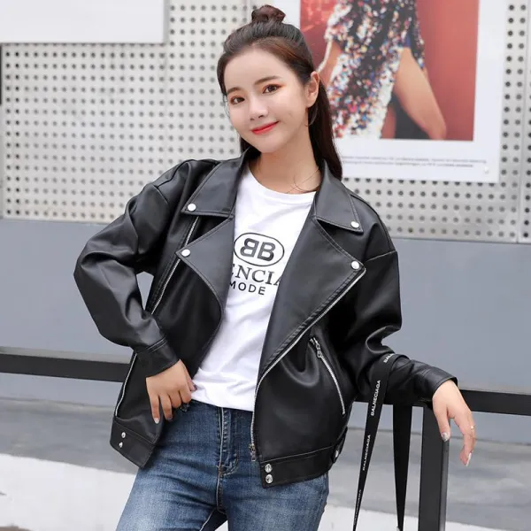 빅피플 여성 Sa2679 레더 코트 점퍼 슬림 가죽자켓