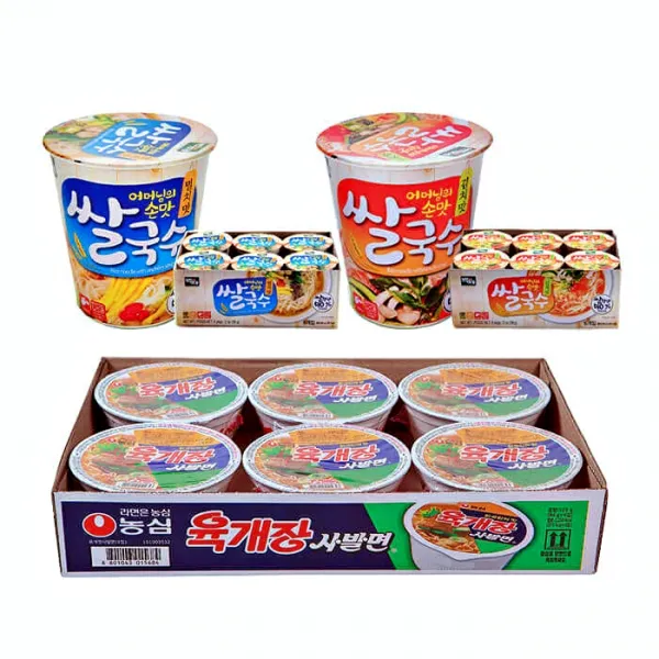 농심 육개장사발면 6개+백제쌀국수 멸치맛 6개+김치맛6개(미니컵), 1세트
