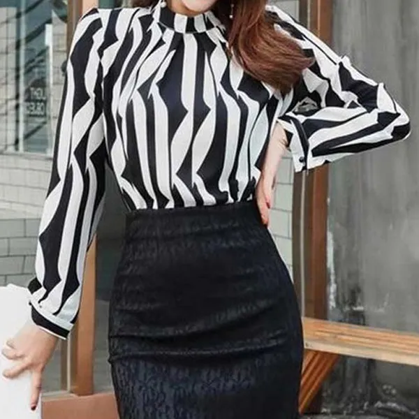 곱빼기 지블리 스트라이트 블라우스 데일리룩 하객룩 오피스룩 봄 가을