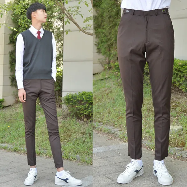 [교복몰] 6.5통 조절 스판 밤색 교복바지