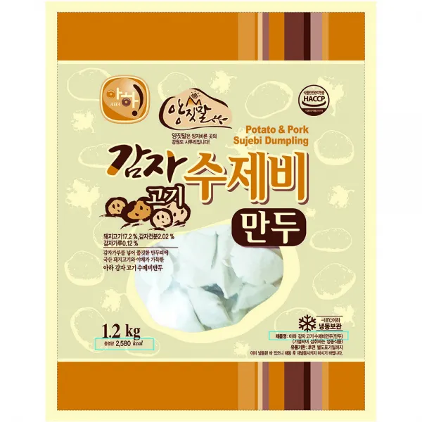 감자고기수제비만두 아하 1.2kg 감자전분 1