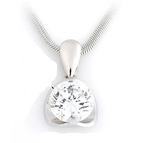 V자넥 포인트 심플큐빅 목걸이팬던트 직장인 성인식 14k 생일 딸