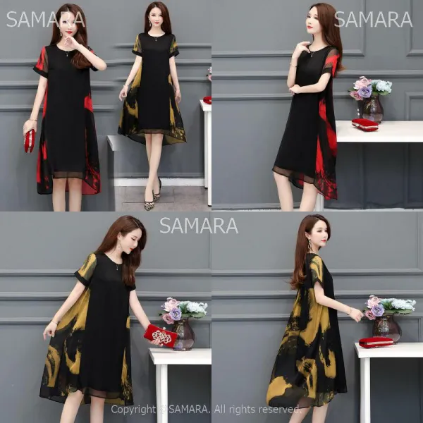 Qterra 특허브랜드 미디 반팔 엄마옷 빅사이즈 원피스 데일리 루즈핏