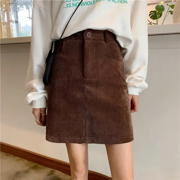 kirahosi 트렌디 코듀로이 스커트 슬림 여성 추동 캠퍼스 262호+덧신증정 BD32kp32