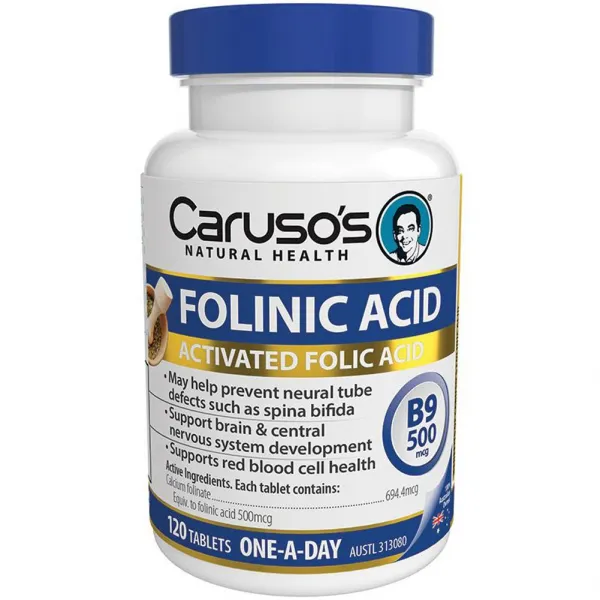 Carusos Natural Health Folinic Acid 500mcg 120 Tablets, 1개
