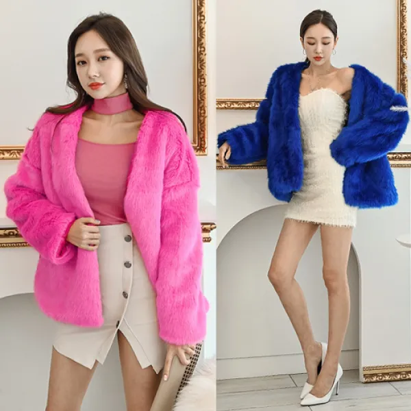 채핏 카일리 오버핏 퍼자켓 섹시 홀복 클럽의상 파티룩 여성 털자켓 겨울 아우터