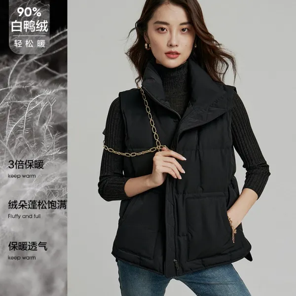 여성패딩조끼 (99)초면 90덕다운 날씬해보이는 블랙 허리띠 다운 여자조끼 민소매 조끼