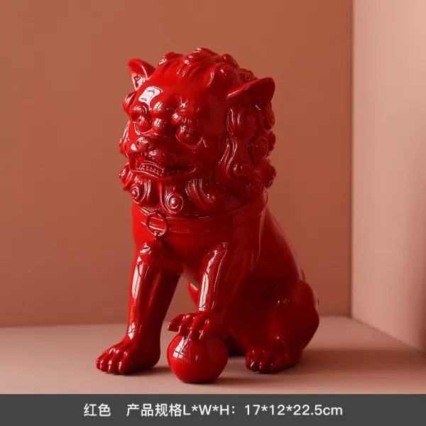 메이비해피 인테리어 노르딕 가볍게 사치한 사자 거실 사무실 티테이블 엔틱한디자인 개업 기프트 마네키 숏, 돌사자 진열 장식품 /레드