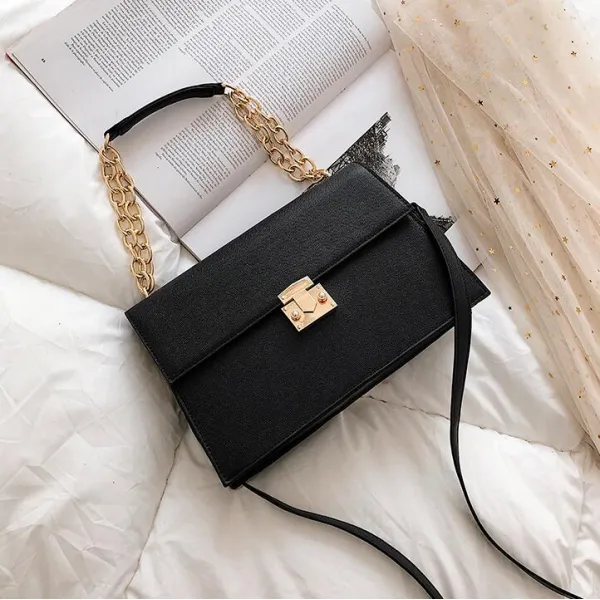 럭셔리 브랜드 핸드백 패션 Pu 가죽 여성 대형 토트 백 잠금 체인 어깨 메신