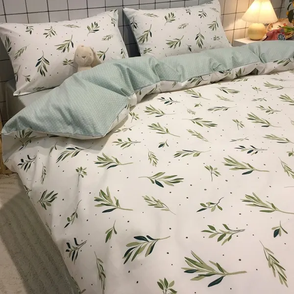 북유럽침구 북유럽풍 순면 코튼 4종 침대용품 심플 침대시트 이불커버 싱글침대 현대 쓰리 피스이다 1634168009, 1.2m 침대시트 쓰리 피스이다 (이, 녹색으로 칠하다