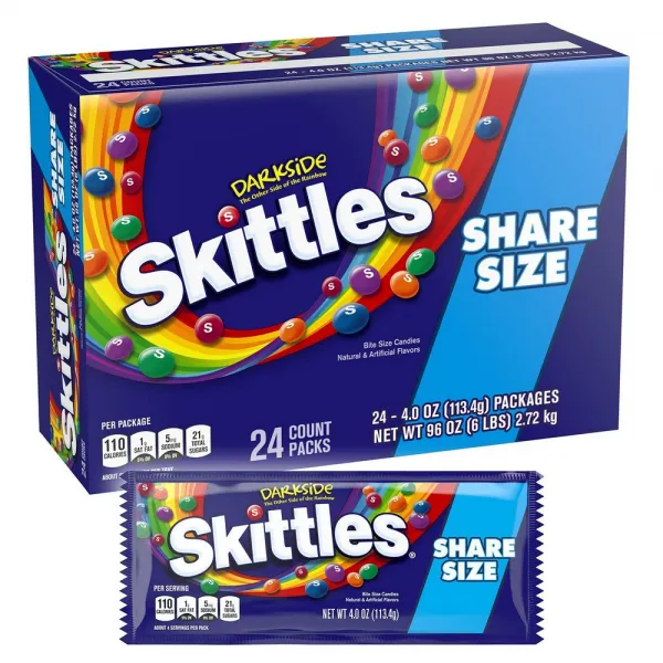 SKITTLES DARK SIDE KING SIZE 24CT 스키 틀즈 다크 사이드 점유율 사이즈 캔디 4oz 24개, 선택, 상세설명참조