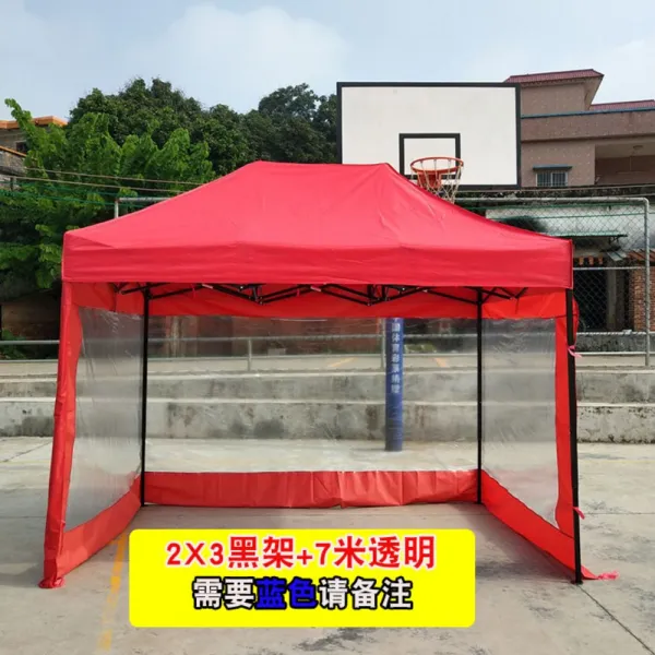대형 옥외텐트 3면차양 이벤트 접이식 바비큐막사 체육대회 운동회막사, 2X3일반흑가+7m투명둘레