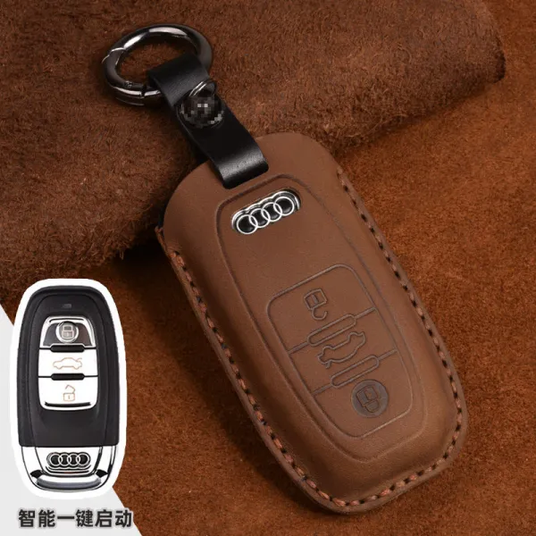 자동차키케이스 19 아우디AG A6L 18A7A8L 껍데기 단추 리얼가죽 A4LA5Q5LQ7 230805285, B타입 미치다 말 레더 브라운 식 불
