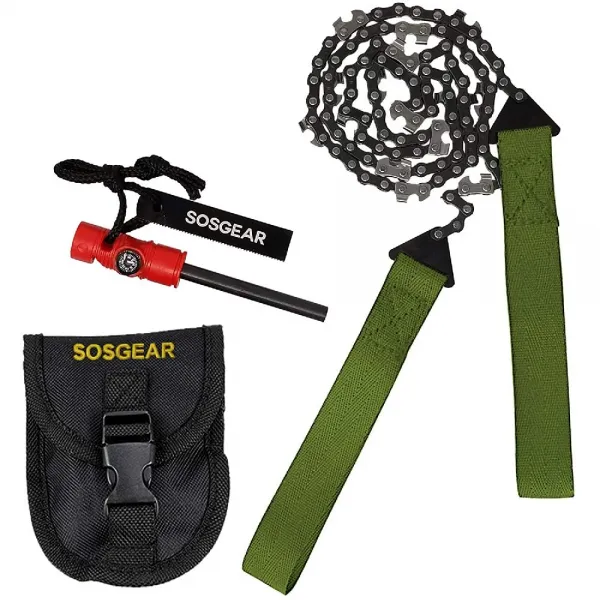 SOSGEAR SOS 기어 포켓 톱 화재 스타터 생존 손보고 방화범 캠핑 & 배낭 여행을 나침반 & 휘슬 자수 24