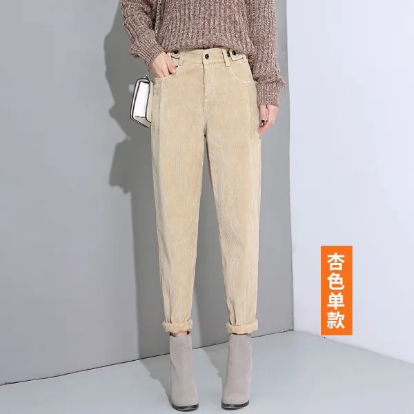 여자코듀로이 코듀로이팬츠 가을겨울 2019루즈핏 9부 기모 배기바지 테이퍼드 코르덴 할아버지바지