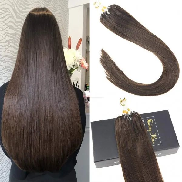 Sunny Hair 마이크로 반지 레미 사람의 모발 연장 # 4 암갈색 22 ''50gram 단일상품 단일상품
