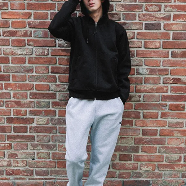 가바바 남성 후드집업 스웨터 플러스 벨벳 민무늬로 꾸민 루즈핏 긴팔 티셔츠 G38813 블랙