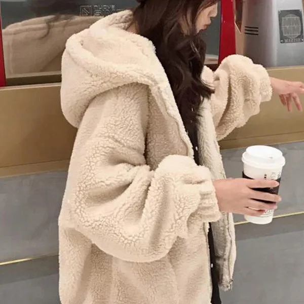  우유니샵 국내당일발송 왕뽀송 양털후드 집업 후리스점퍼