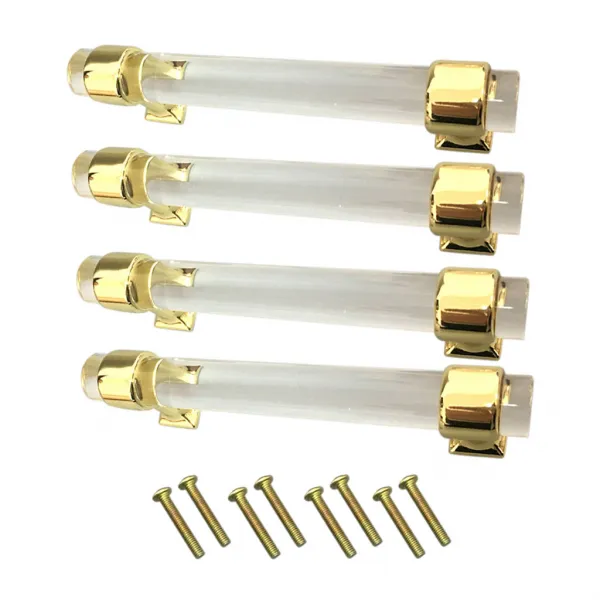 QDY 아크릴과 아연 합금으로 만든 4pcs 가구 손잡이 내각 손잡이 서랍 손잡이 잡아 당기기 손잡이, 금