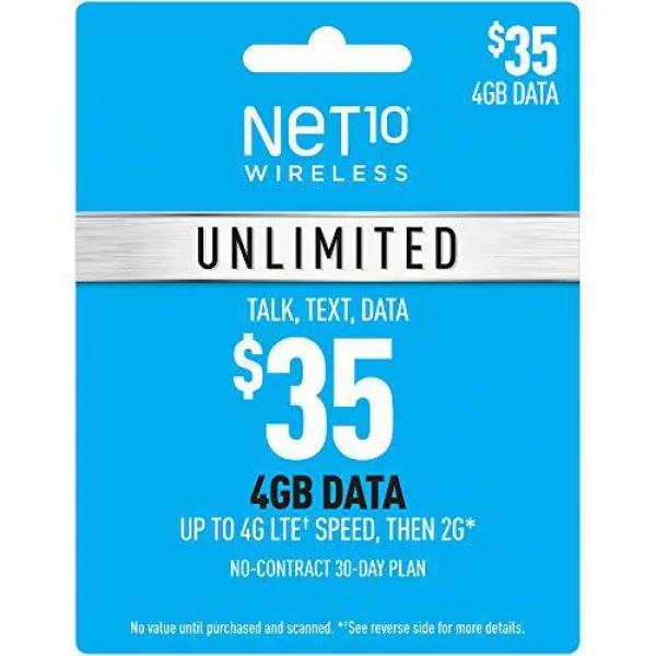 Net10 무선 무제한 4GB 요금제 카드 (우편 배달) Net10 Wireless $35 Unlim