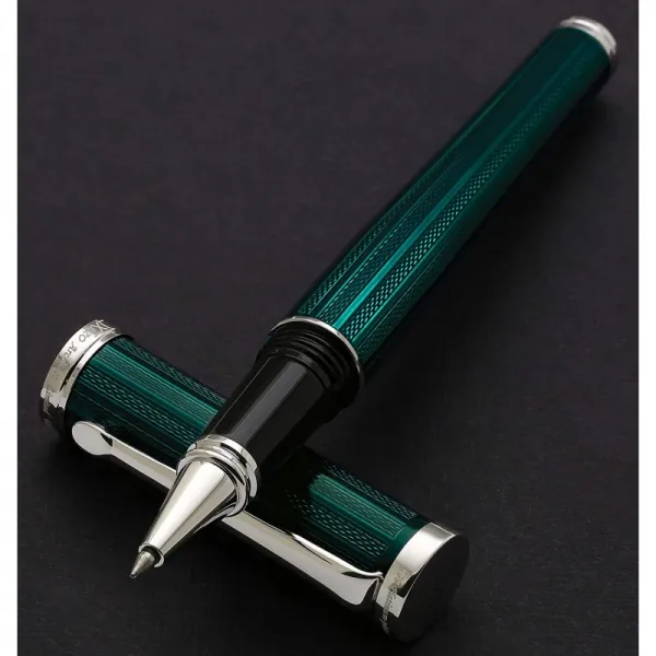 Xezo Architect 고급 이그제큐티브 볼펜 다이아몬드 컷의 중량감있는 배럴 플래티넘 도금 설계자 에메랄 단일상품