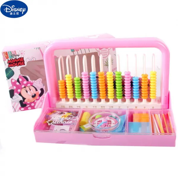 디즈니 키 즈 학 세트 다기 능 세트 초등학생 1 학년 유치원 수학 계산 프레임 주 주판 12 행 2 홉 1 학구 세트 미 네 핑크