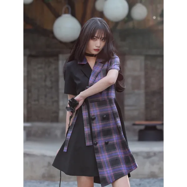 May.28 134번 치즈데이 마녀의 밤 퍼플 슈트넥 원피스 언니 퍼즐 언밸런스 스파이시Z