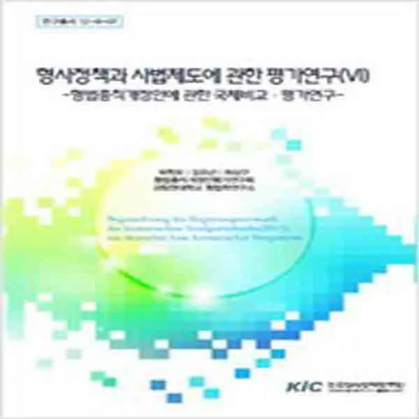 (새책) 형사정책과 사법제도에 관한 평가연구 VI-형법총칙개정안에 관한 국제비교.평가연구