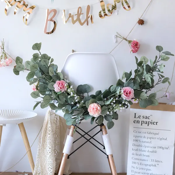 북유럽바란스 그레이 블루 라이크 버들잎 덩굴 장식 인조 민박 거실벽걸반 결혼식이 꽃술 식탁 의자 알프스프라자축하화환 롱 1