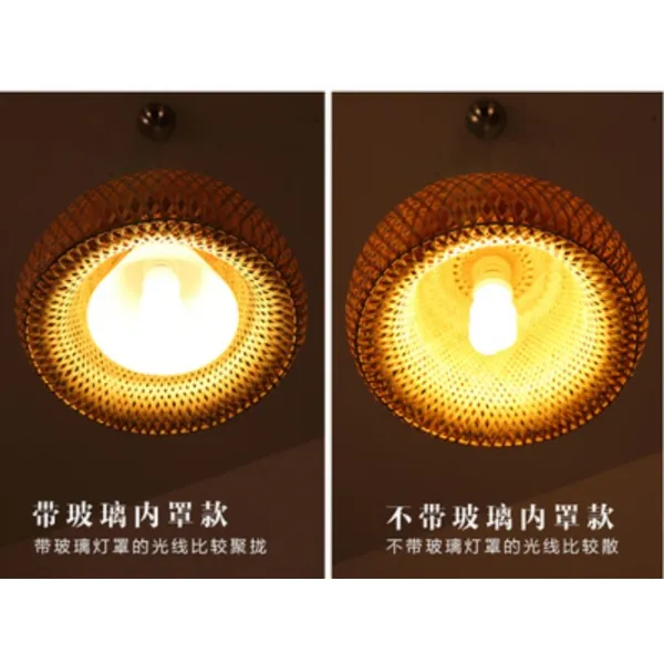 대나무 전등갓 라탄조명 펜던트조명 인테리어 전등, LED 광원으로 직경 60cm