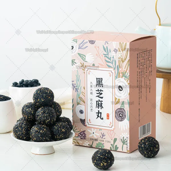 호형 검은깨 완자 흑참깨알 봉지에 흑두가루 흑참깨를 넣고 수작업으로 익히다XZW45, 1 갑