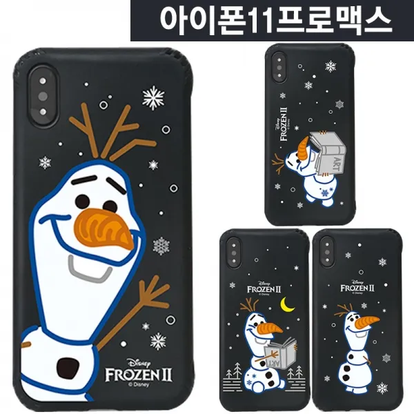 아이폰11프로맥스 디즈니 겨울왕국2 올라프 블랙젤리 케이스, Rest올라프